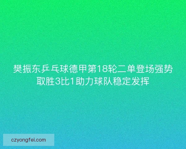 樊振东乒乓球德甲第18轮二单登场强势取胜3比1助力球队稳定发挥